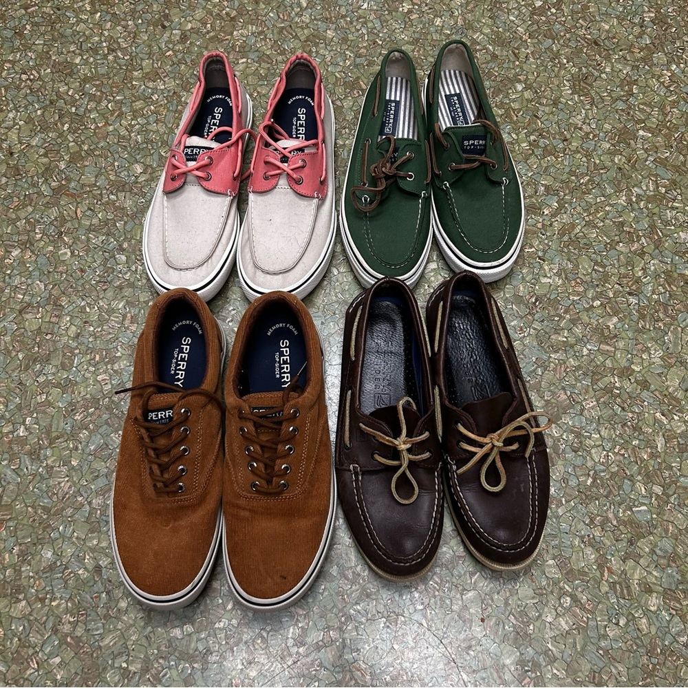 LOT of 4 Pair Mens Size 10.5 M US Sperry Top Slider Shoes Men’s Great Condition